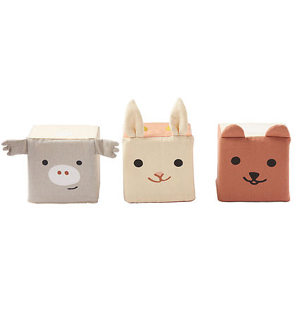 Kids Concept Kuscheltiere - 3 st. - 9x9 cm - Play Würfel Textil