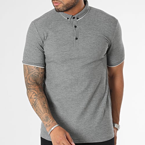 Polo Manches Courtes Gris Chiné