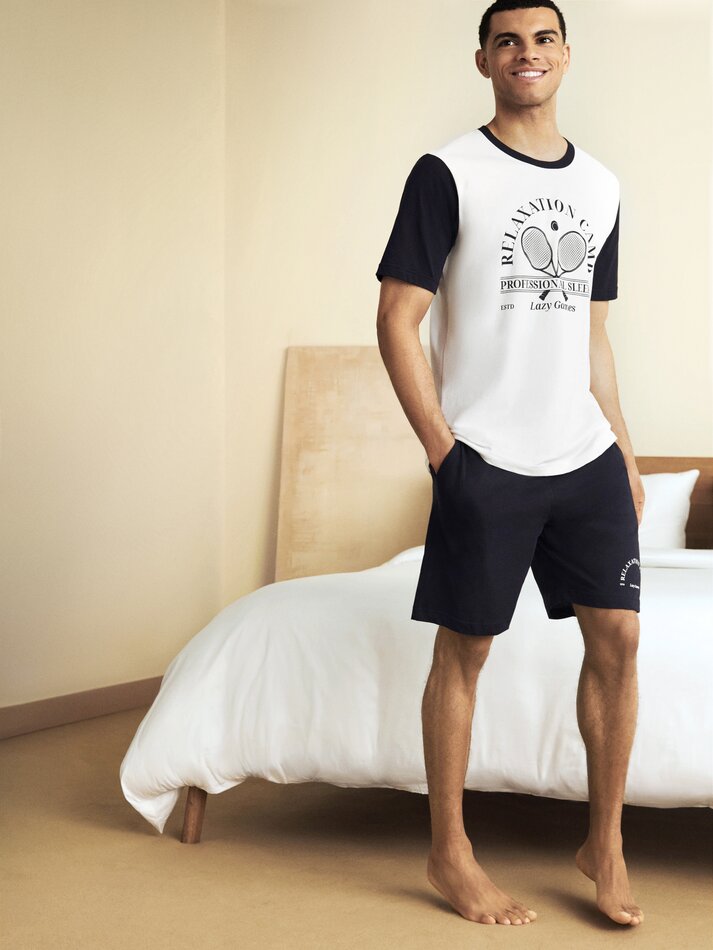 Conjunto de pijama curto estampado - Branco