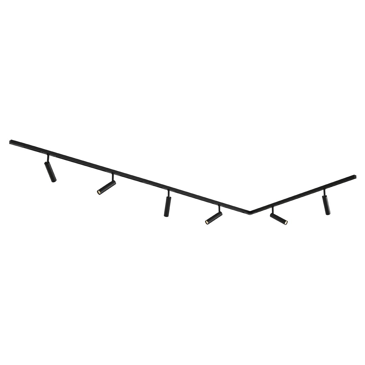 Modern railsysteem met 6 spots zwart 1-fase - Slimline Uzzy