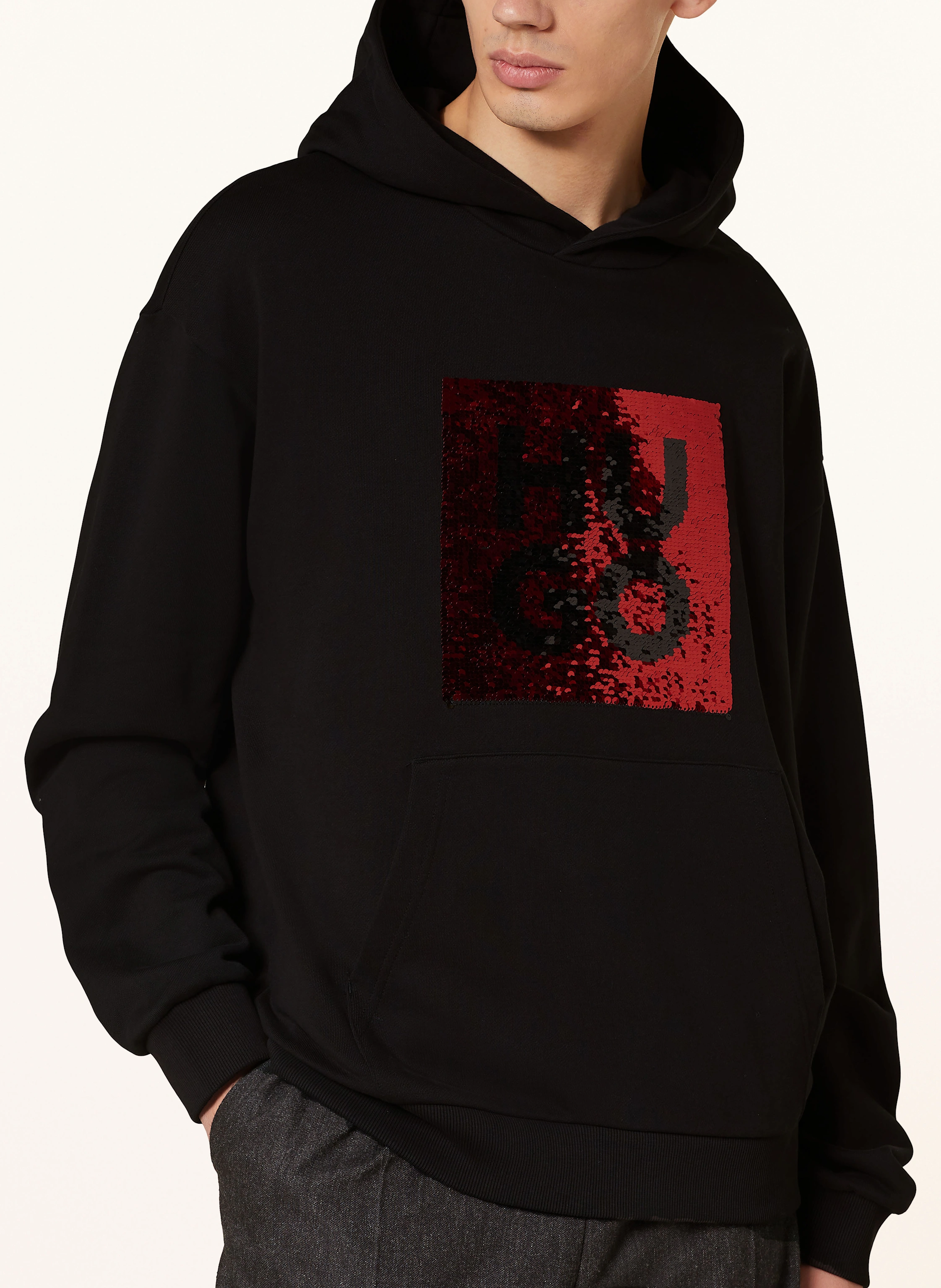 HUGO Hoodie DESEQINO mit Pailletten