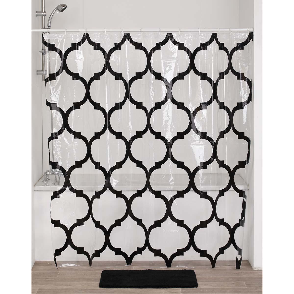 RIDEAU DE DOUCHE 180X180CM TRANSPARENT IMPRIME MARRAKECH