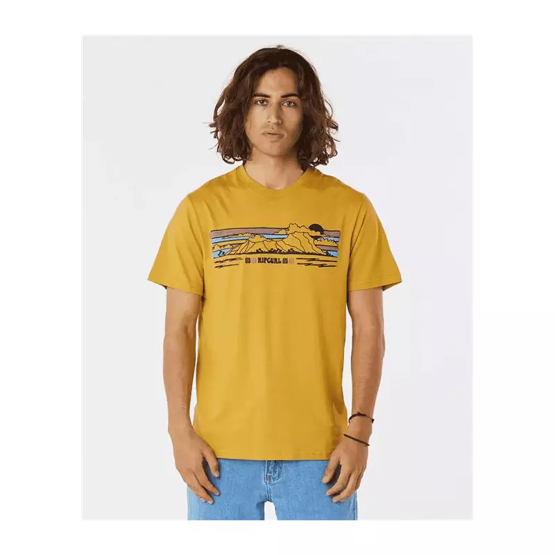 Teeshirt RIPCURL Down The Line Stripe S/S Tee Mustard Gold