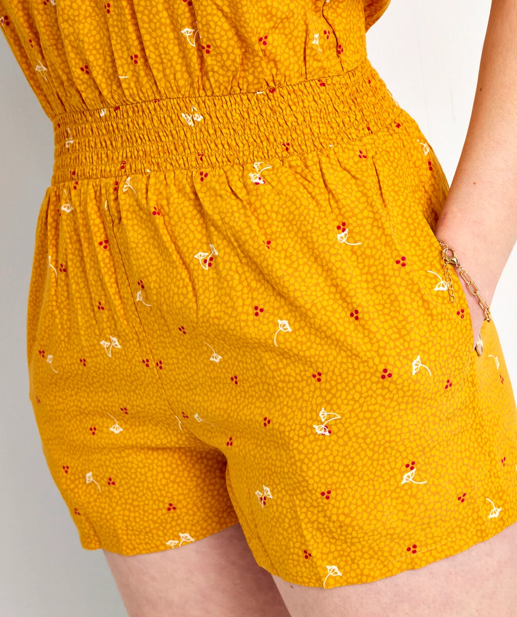 LA COMBISHORT MOUTARDE EN VISCOSE IMPRIMÉE