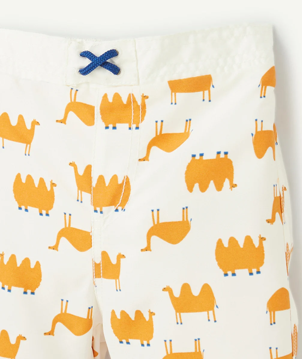 LASSIGSHORT DE BAIN ANTI-UV BÉBÉ GARÇON BLANC AVEC IMPRIMÉ ANIMAUX