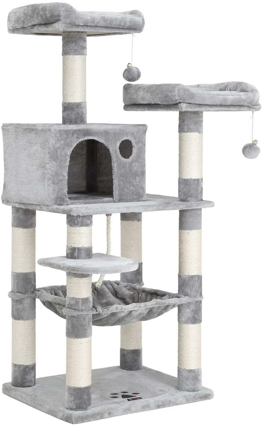 Arbre à chat stable avec niche 143 cm gris clair