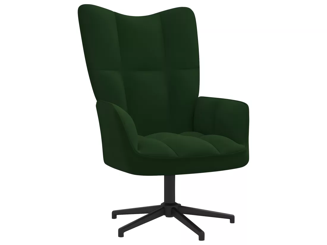 Chaise de relaxation avec repose-pied Vert foncé Velours