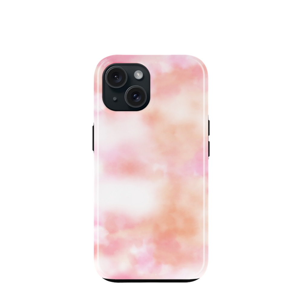 iPhone 15 Hybrid (Kunststoff / Gummi) Hülle Wolkentanz - Pink