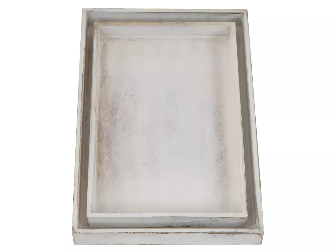 Lot de 2 plateaux bois blanche 42 x 27 x 4 cm 04_0002972