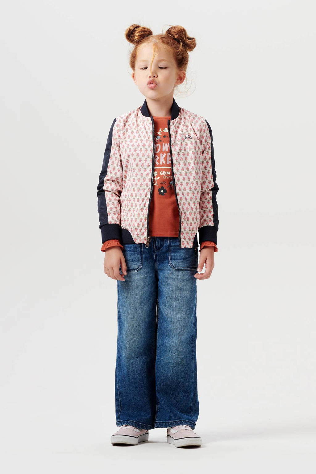 Noppies reversible zomerjas Paducah van polyester bruin/roze