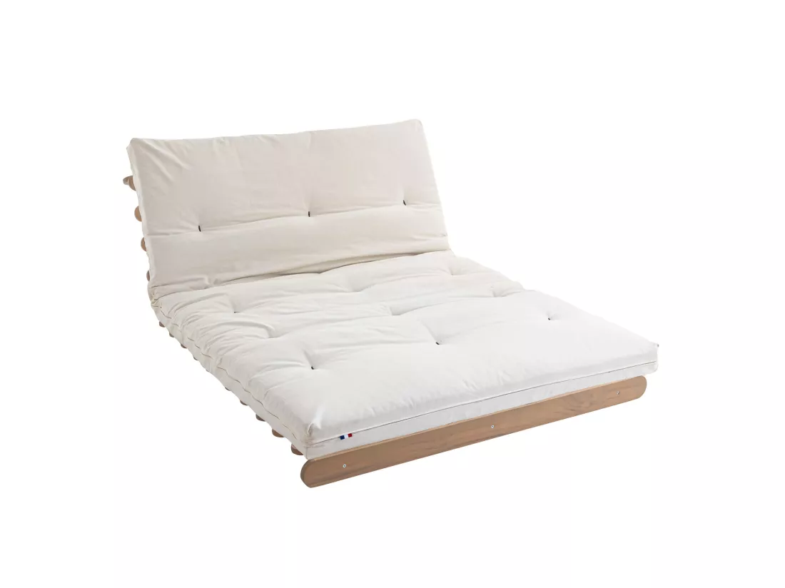 Matelas futon coeur en mousse à mémoire de forme, écru 90x200