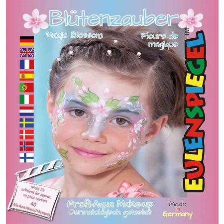 Eulenspiegel Profi Aqua Make-Up Blütenzauber 4 Farben mit Pinsel