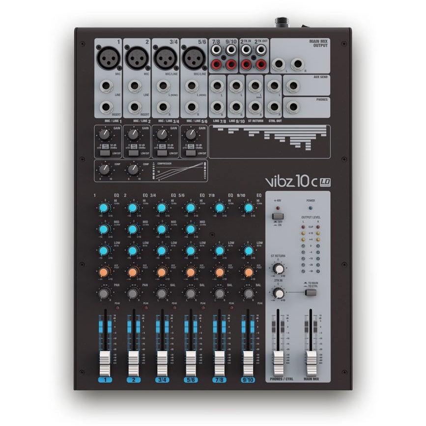 LD Systems VIBZ 10 C 10-kanaals mixer met compressor