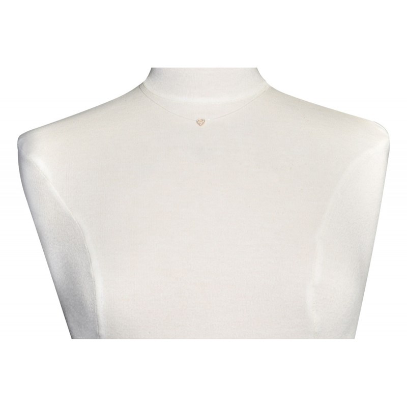 Collier Câble Nylon et Coeur de Strass Plaqué Or