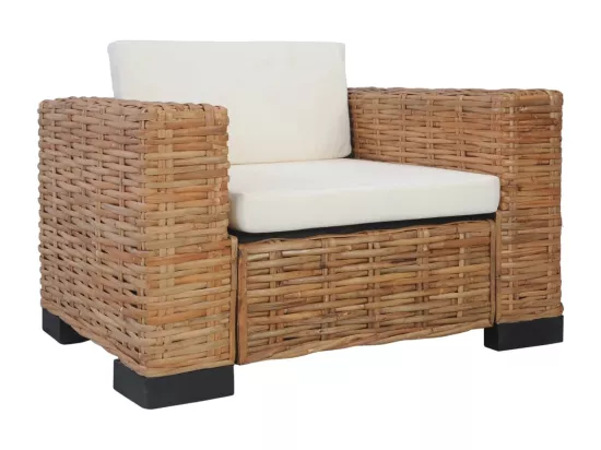 Fauteuil avec coussins Rotin naturel