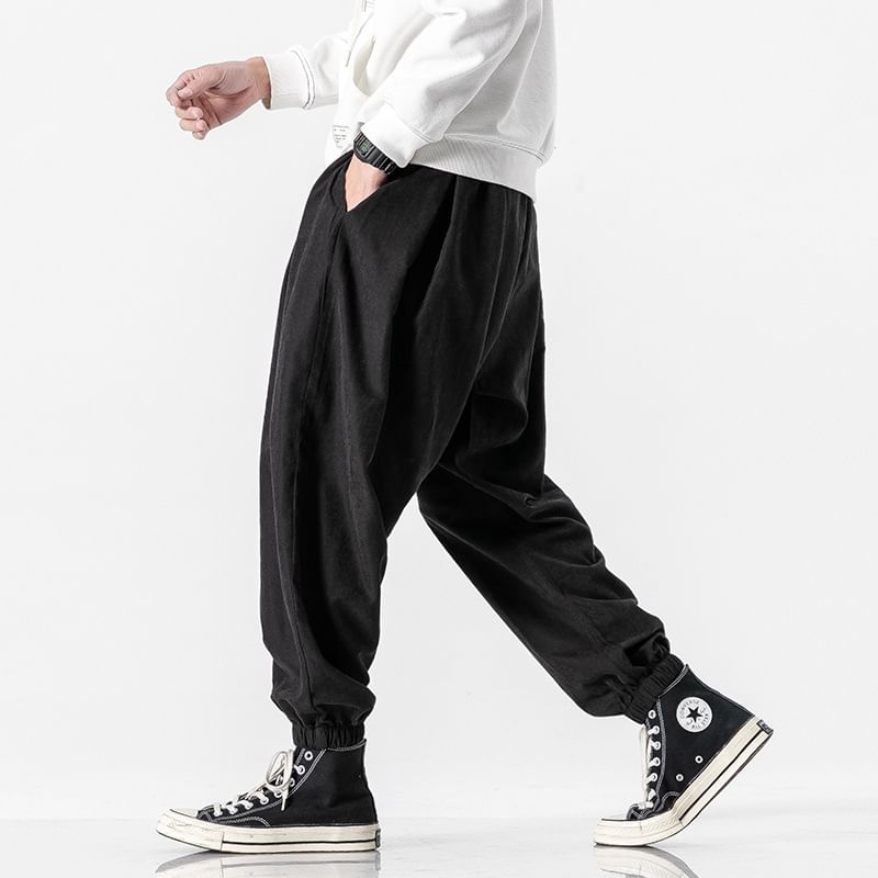 YIKES - Effen cropped baggy broek met trekkoordtaille