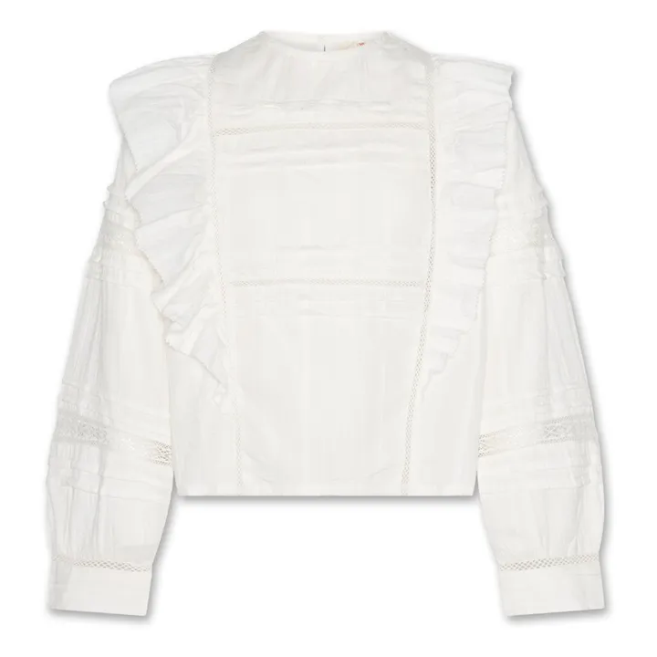 AO76 Blouse Leen Dobby | Blanc