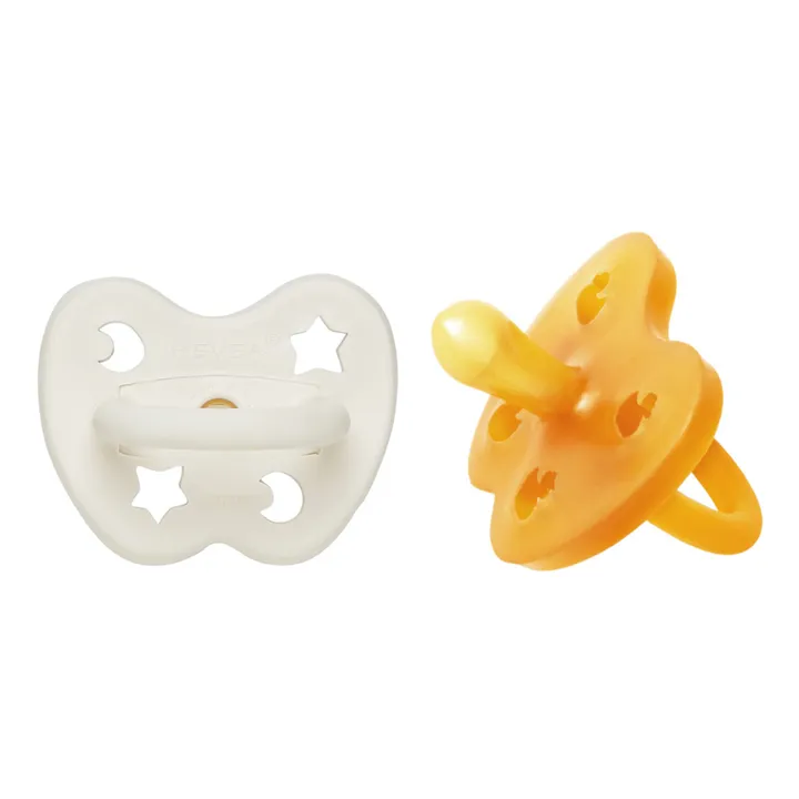 Hevea Tétines symétriques en caoutchouc naturel - Lot de 2 | Crème