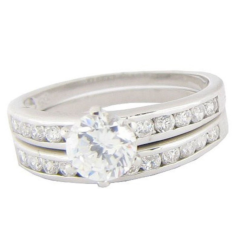 Lot de 2 bagues Twin set 3 en 1 taille 52 en argent : alliance + solitaire cz cristal