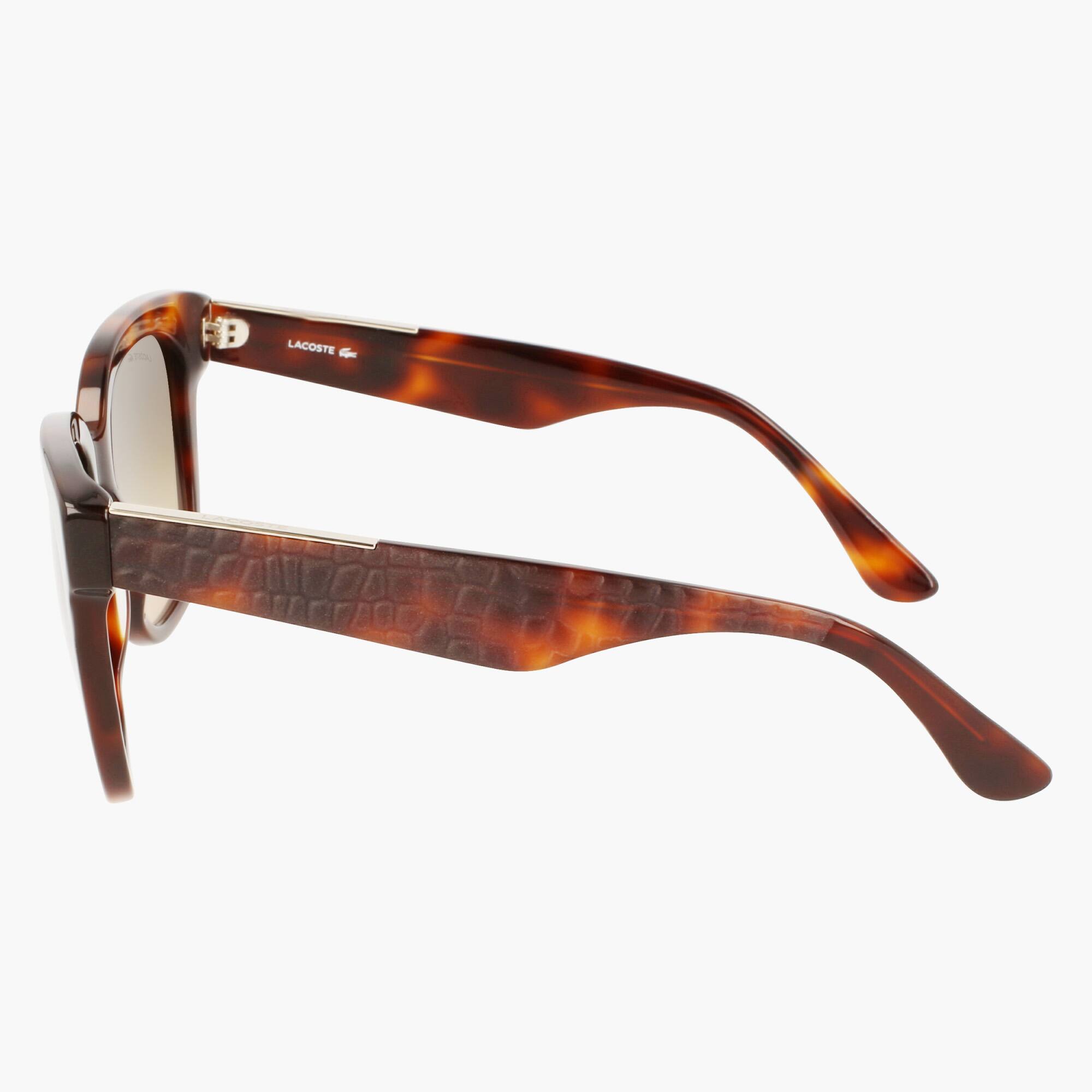 Lunettes de soleil Femme rectangulaires Croco Skin en acétate Lunettes de soleil - Marron - Lacoste - Femme