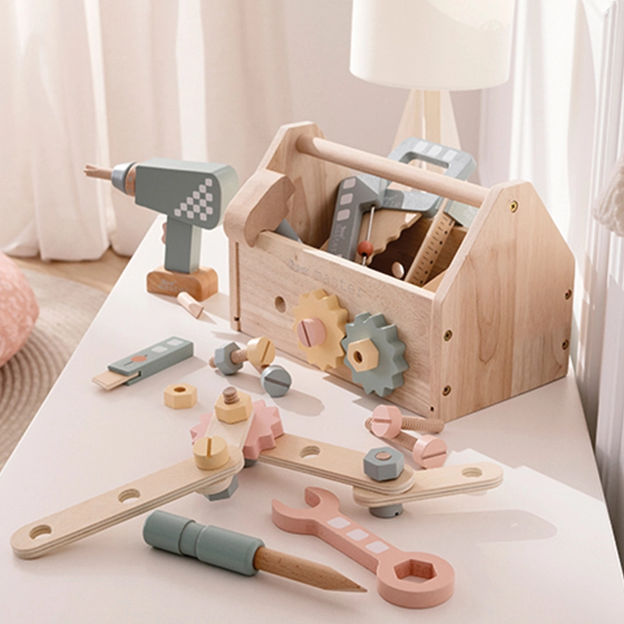 howa® Werkzeugkiste Werkzeugkasten Kinder mit 45 tlg. Zubehör aus Holz