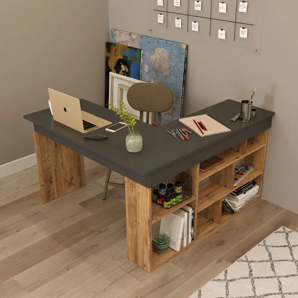 Sally Bureau 18mm MELAMINE Coat Atlantic Pine Zwart
