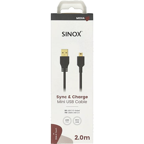 Sinox USB A til mini USB kabel 2 meter
