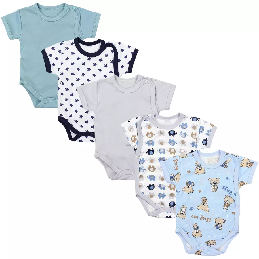 TupTam Baby Jungen Kurzarm Wickelbody 5er Set mintweiß