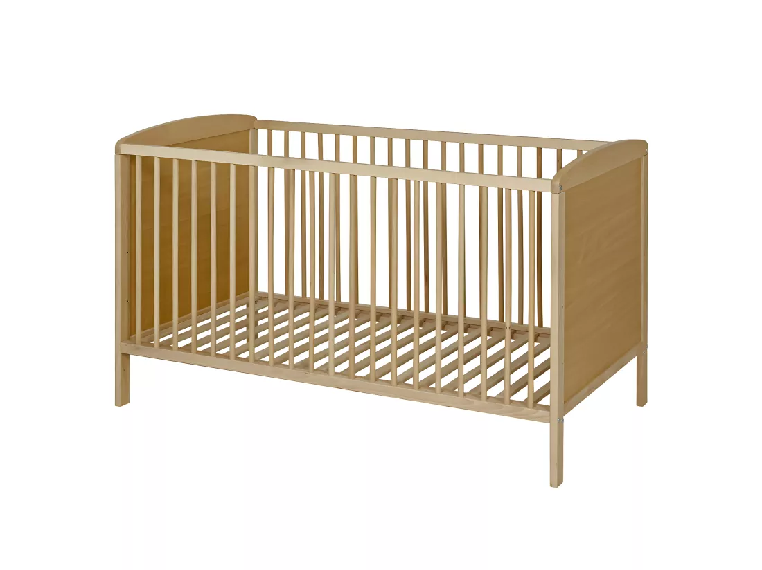 Lit bébé à barreaux 70x140 cm bois massif bois naturel FLOCON