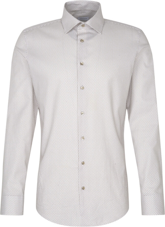 Seidensticker Business Shirt Slim Long sleeve Kent-Collar Print Grey