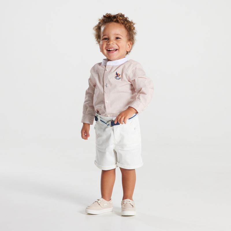 Bermuda chino maille fantaisie blanc bébé garçon