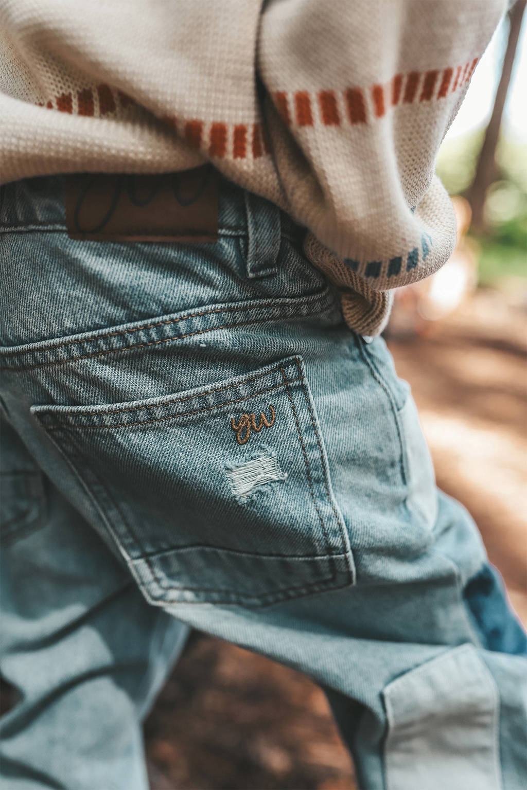 Your Wishes regular fit jeans met slijtage medium blue denim