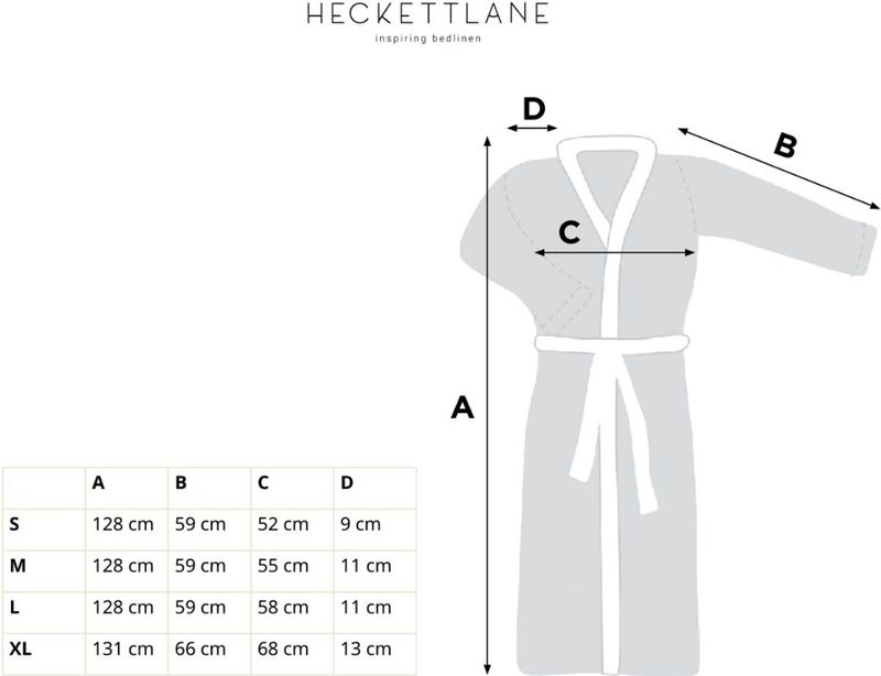 Heckettlane - Badjas Wafel - Zwart - Ochtendjas van Katoen - Geschikt voor de Sauna