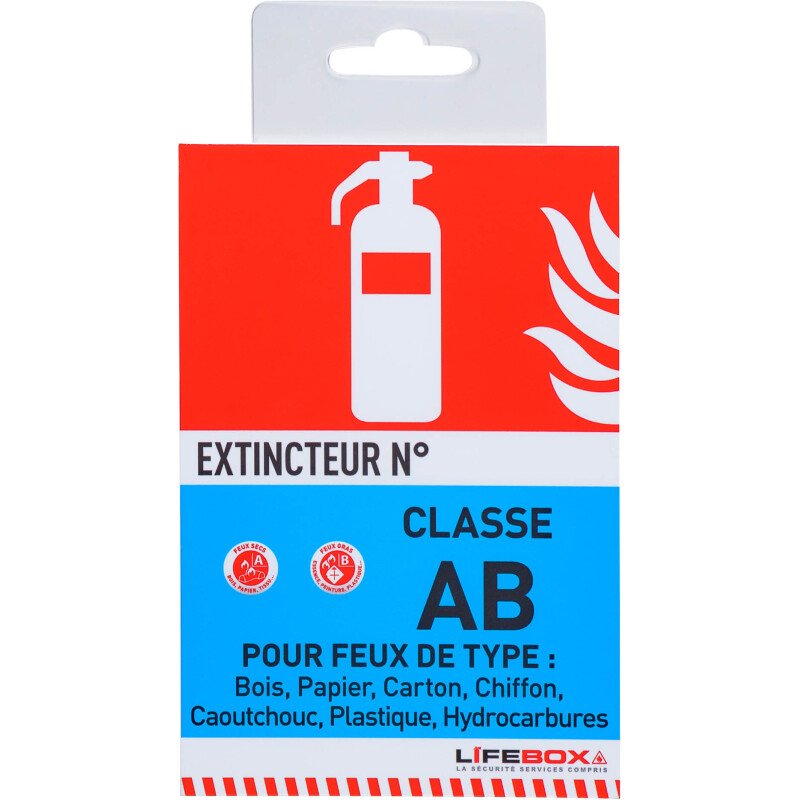 Panneau d'indication d'extincteur feux classe AB