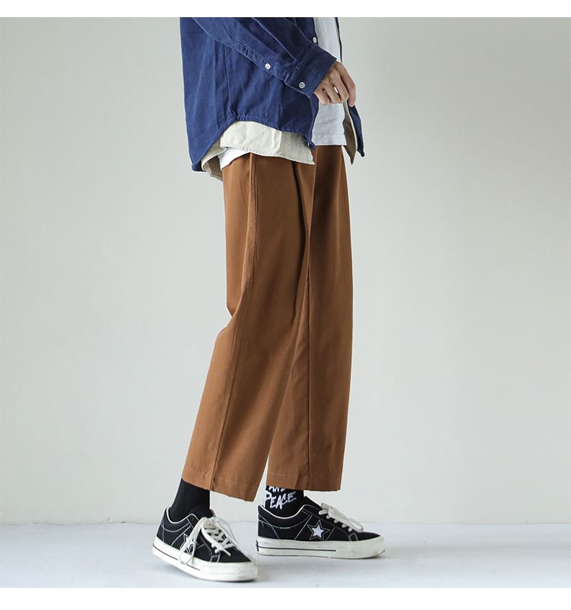 Bay Go Mall - Mid Rise Plain Cropped Loose Fit Broek