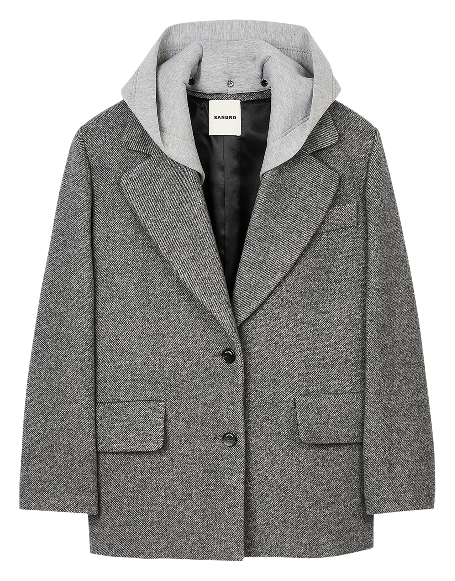 Manteau col tailleur en laine mélangée | Gris
