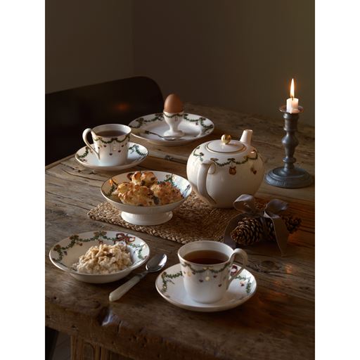 Royal Copenhagen Stjerne Riflet Jul Dyb Tallerken, Hvid, Ø17 cm