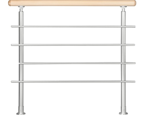 Pertura Linos rechte balustrade 120 cm aluminium en beukenhouten leuning