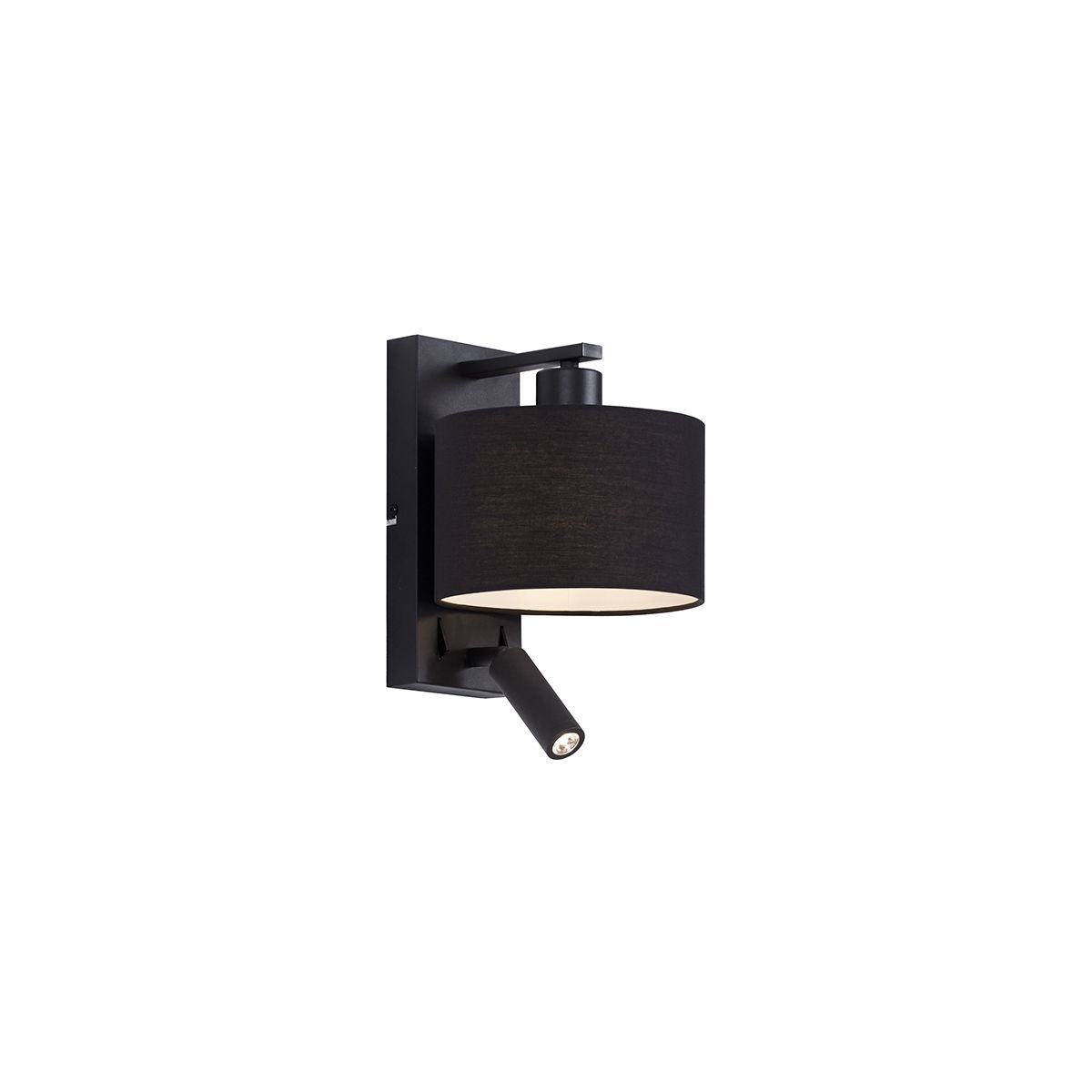 Moderne wandlamp zwart rond met leeslamp - Puglia