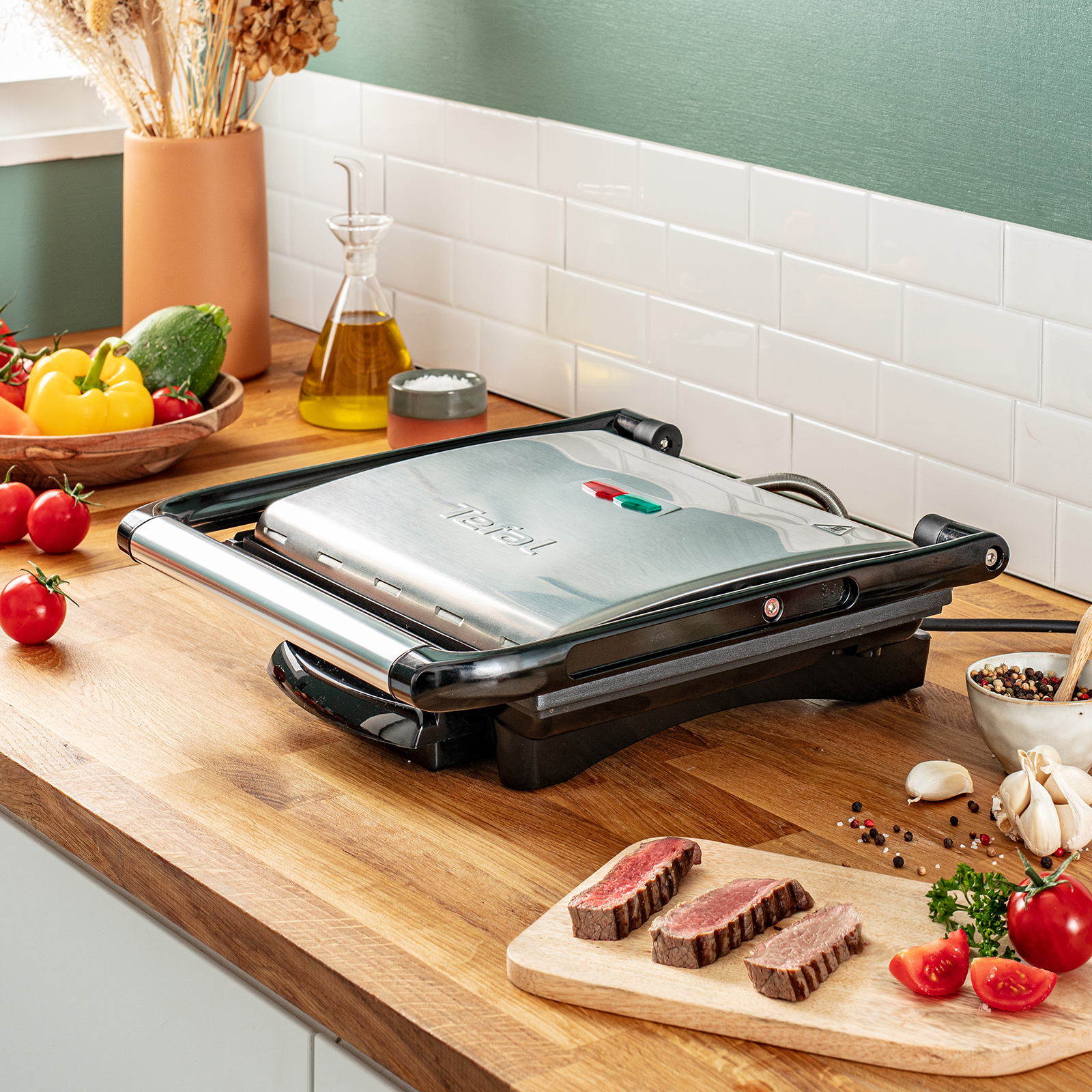 TEFAL Kontaktgrill INICIO GC241D - schwarz-silber