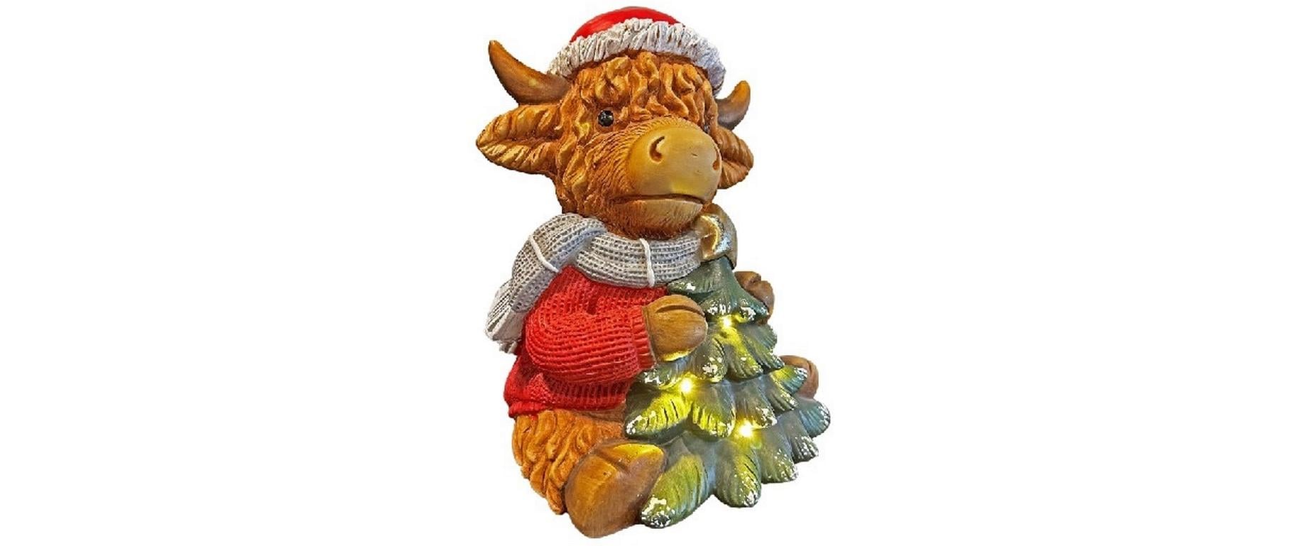 LED Hochlandrind sitzend 26 cm x 26 cm x 36 cmLED-Figur