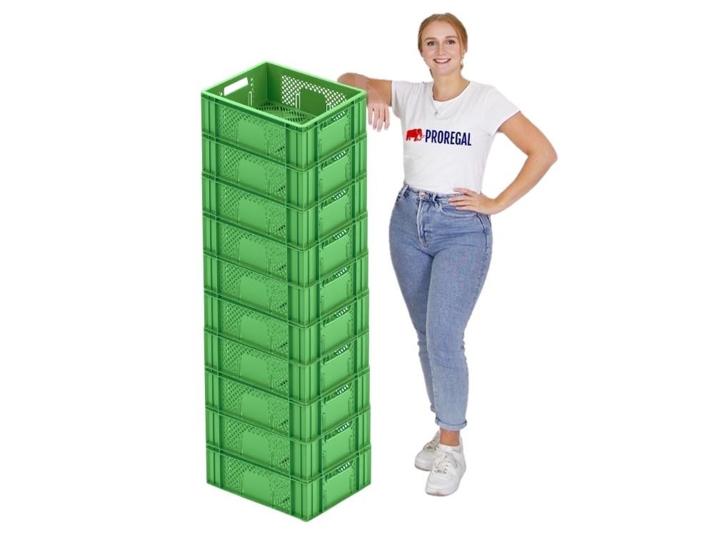 PROREGAL Euro Container Fruit- en Groentebox HxBxD 14,2 x 30 x 40 cm 13 Liter Groene Fruit- en Groentekrat Fruitmand Transportbox