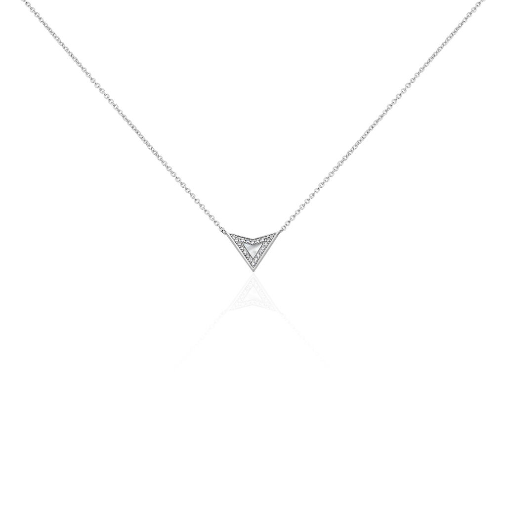 Collier Moric Argent Blanc Oxyde De Zirconium Nacre