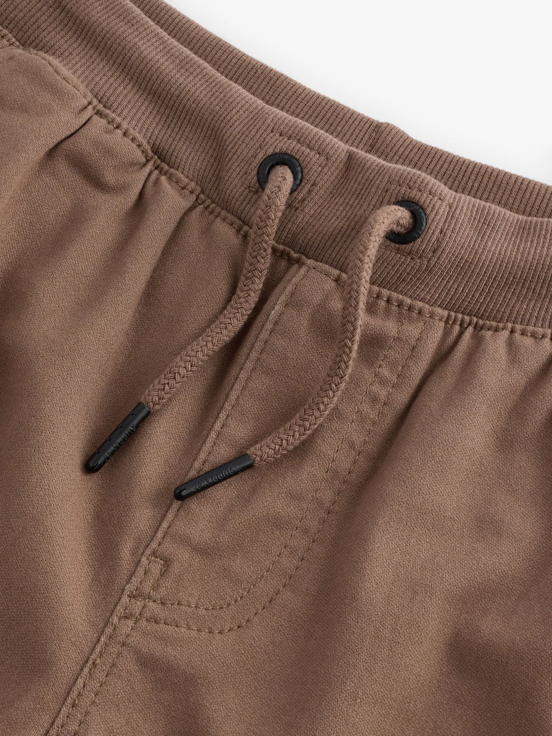 Lichtbruin - Broek met geribde elastische taille (3-16 jr)