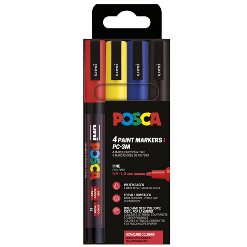 POSCA<br>Tusser POSCA PC-3M 4-sæt