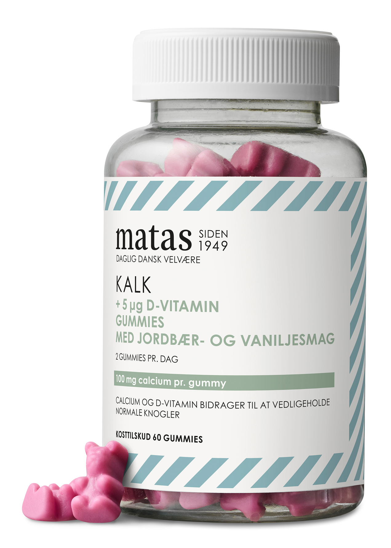Matas Striber Kalk 100 mg + D-vitamin 5 µg Gummies 60 stk.