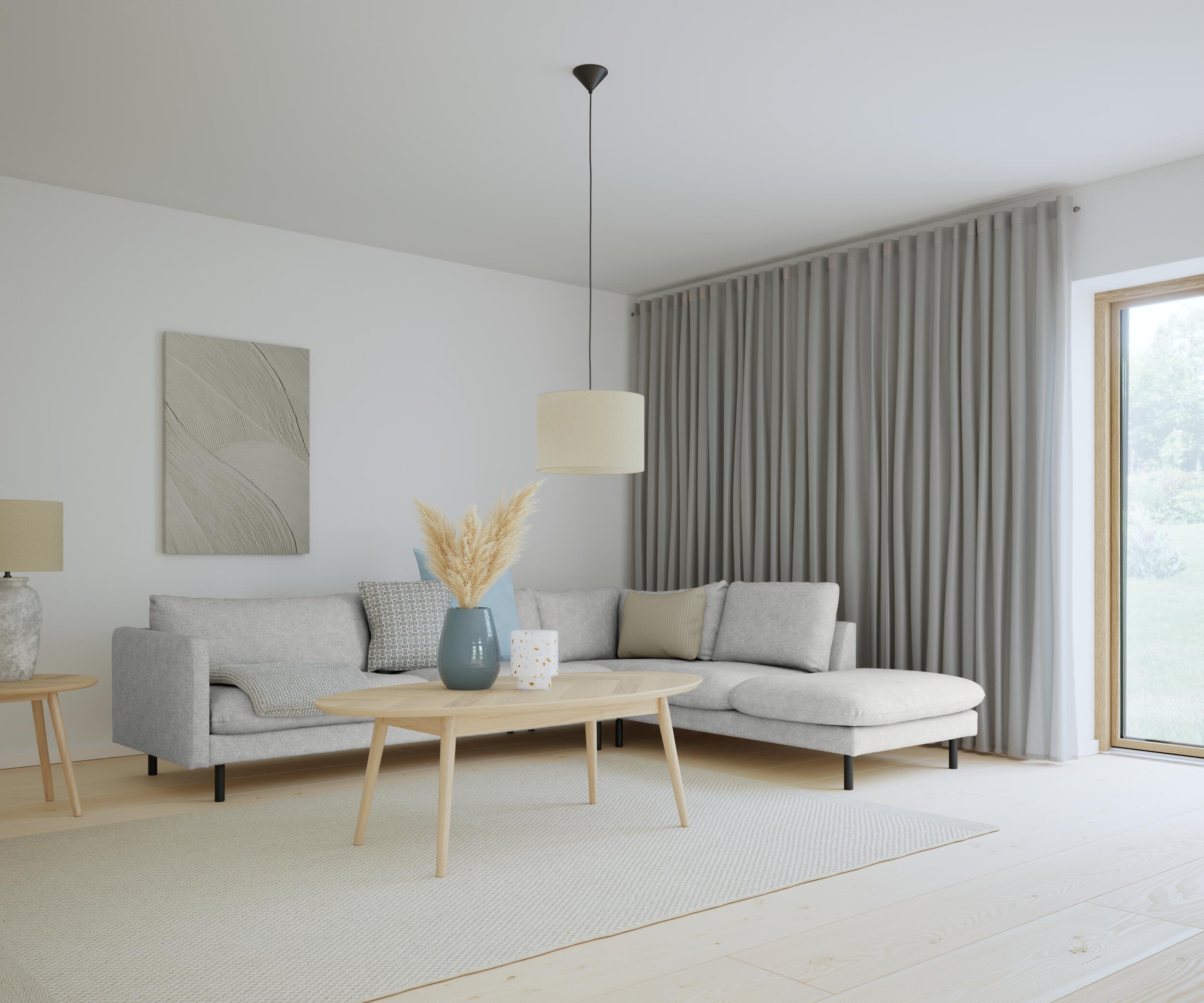 Bjorn højrevendt sofa med pufafslutning