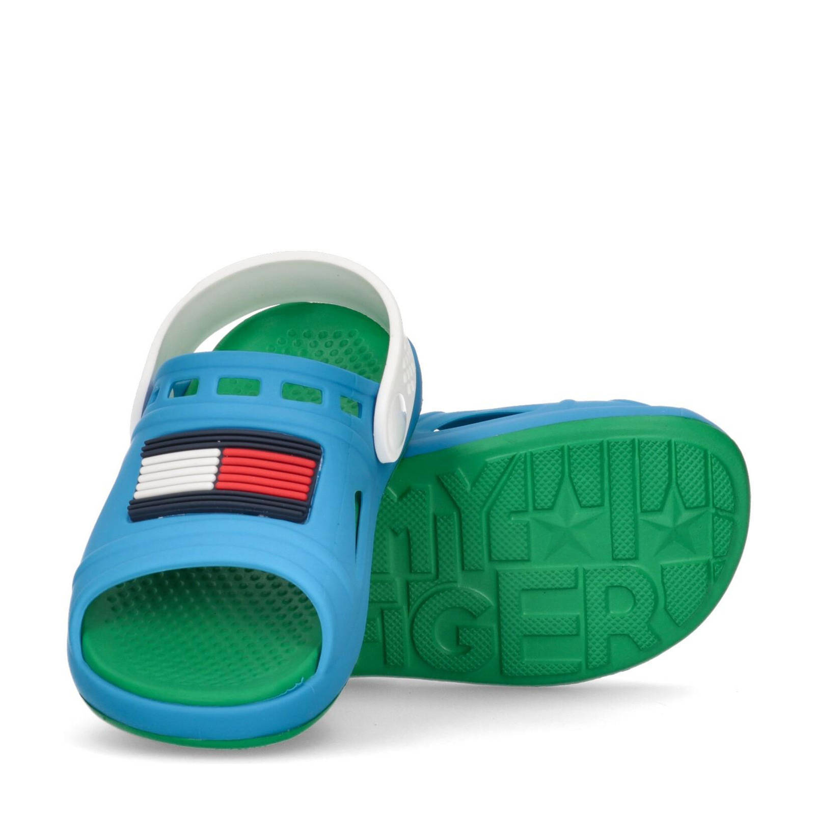 Tommy Hilfiger badslippers met hielbandje blauw