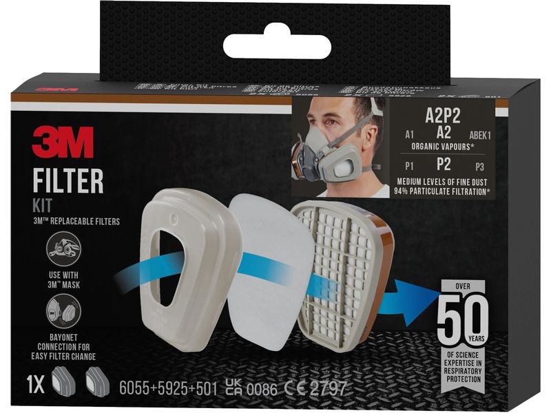 3M Ersatzfilter 6002CR A2P2 Wechselfilter 2 Stück