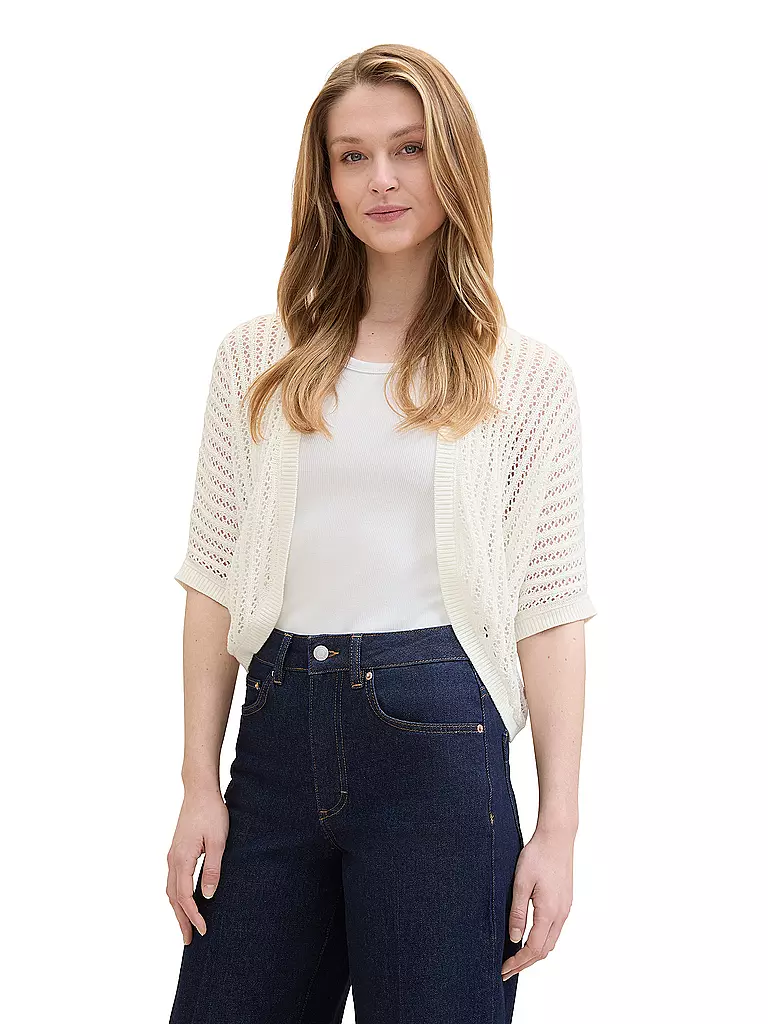 TOM TAILOR Strickjacke  weiss